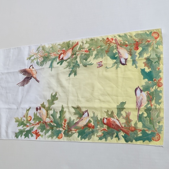 Vintage E. Golz Rush Bird Rectangular Scarf Yellow White - Picture 7 of 12